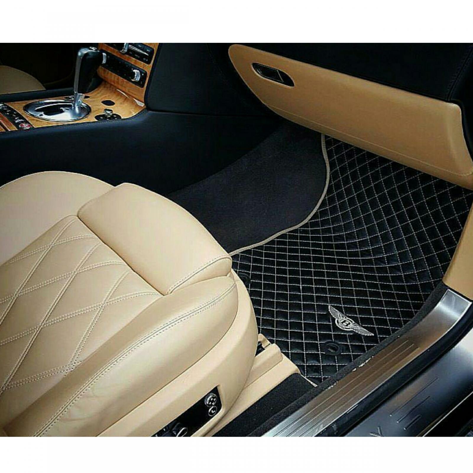 BENTLEY FLYING SPUR DIAMOND STITCH ECO LEATHER FLOOR MATS w/ LOGO 2012